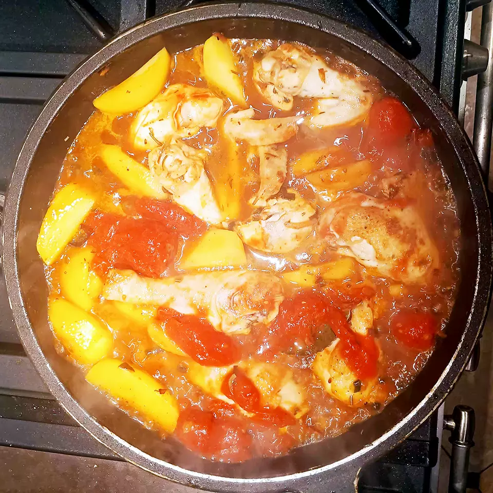 Préparation du Pollo alla cacciatora